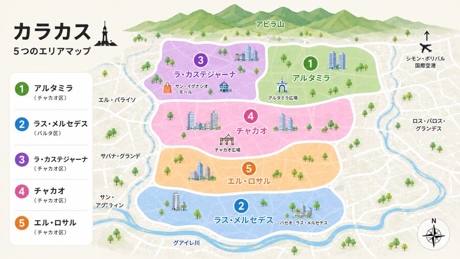 【ホテル選び】ベネズエラのカラカスの5つのエリアマップ