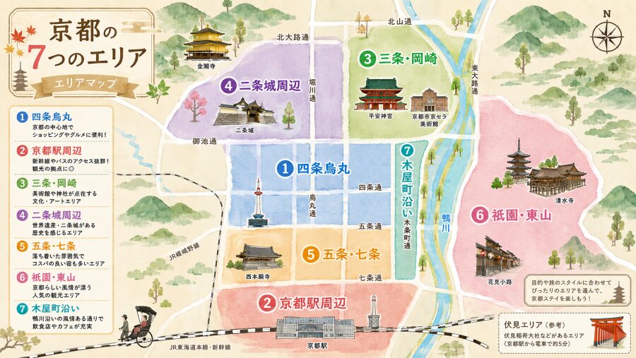 【ホテル選び】京都の7つのエリアマップ
