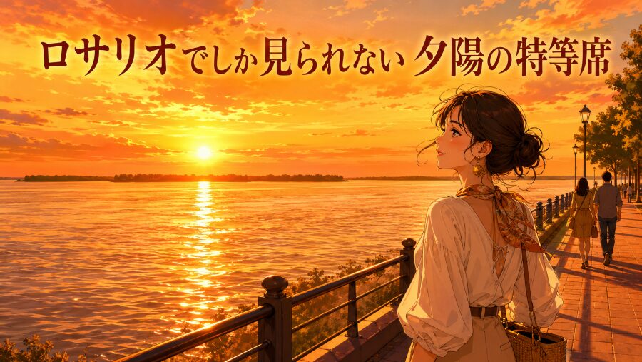 「海」ではなく、対岸の見える「大河」。ロサリオでしか見られない夕陽の特等席