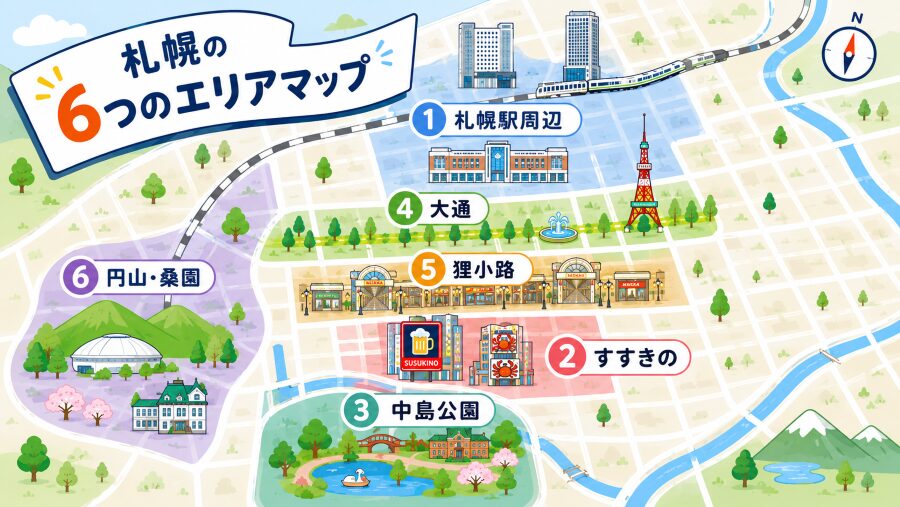 【ホテル選び】札幌の6つのエリアマップ