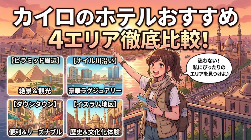 まだピラミッド近くのホテルを選んでるの？カイロおすすめエリア完全ガイド