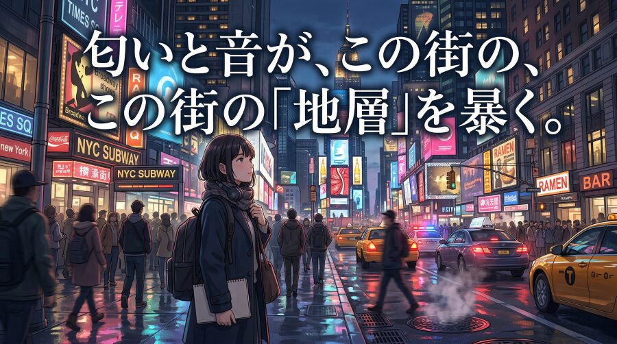 通りを一本渡るだけで、匂いも音も「別の都市」になる。