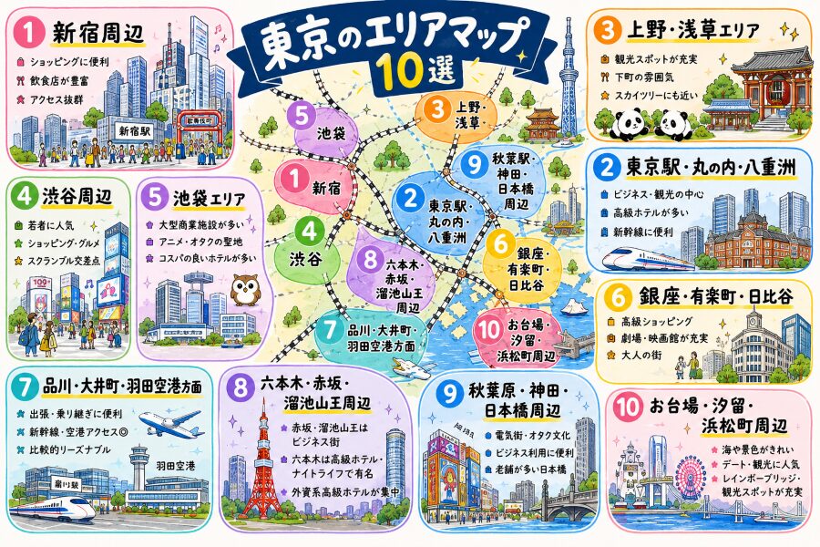 【ホテル選び】東京のエリアマップ10選