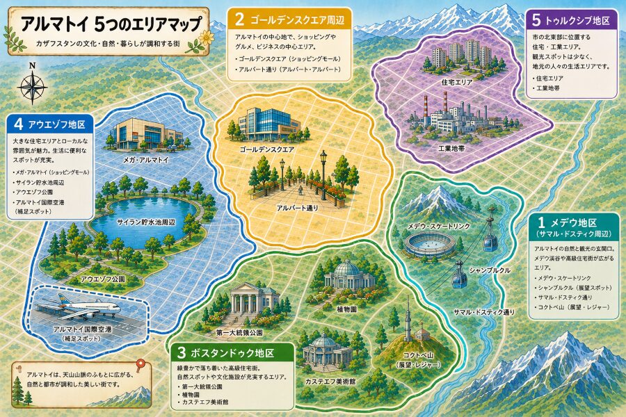 アルマトイの主要エリアマップ