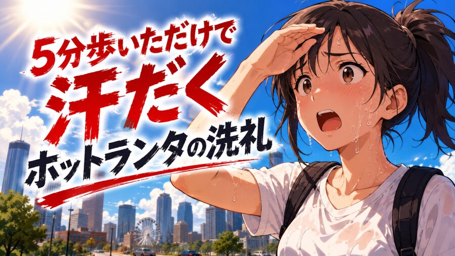 5分歩いただけで汗だく ホットランタの洗礼