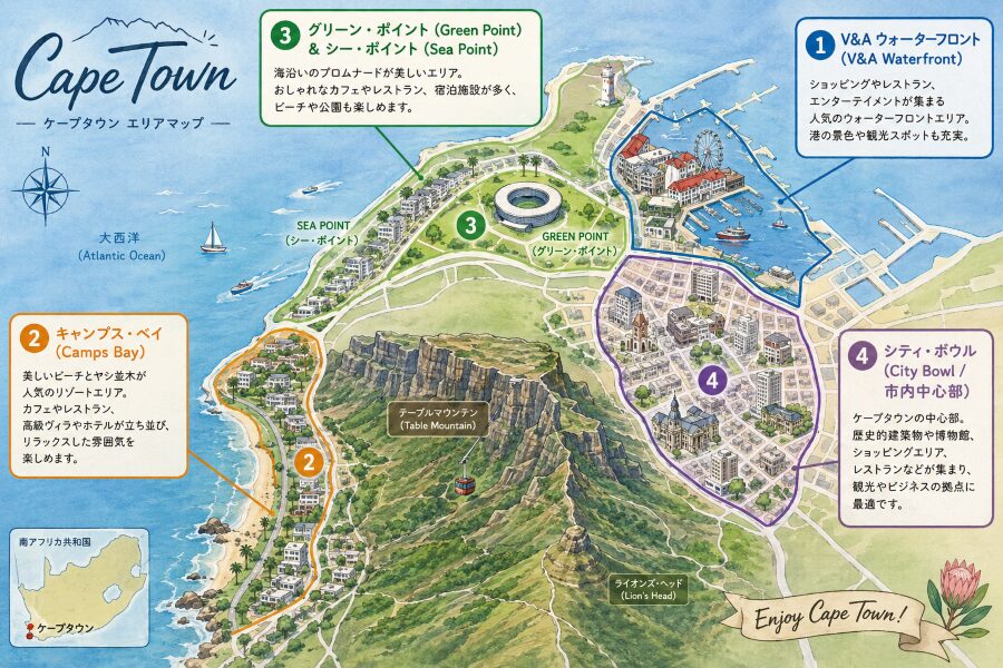 ケープタウンの主要宿泊エリア4選