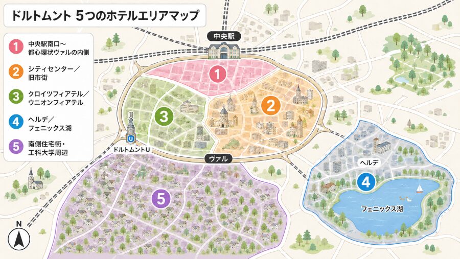 【ホテル選び】ドイツ・ドルトムントの5つのエリアマップ