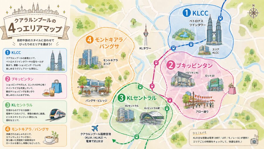 【ホテル選び】クアラルンプールの4つエリアマップ