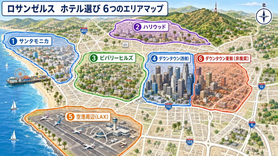 【ホテル選び】ロサンゼルスの6つのエリアマップ