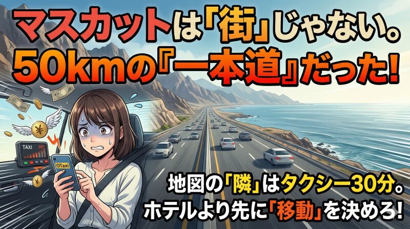 マスカットの最大の特徴は東西に約50km伸びた回廊型の都市
