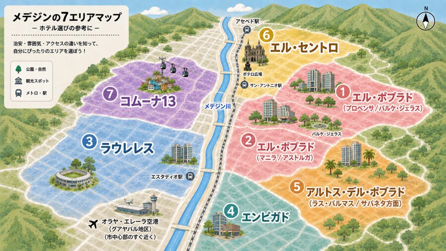 【ホテル選び】コロンビア・メデジンの7つのエリアマップ