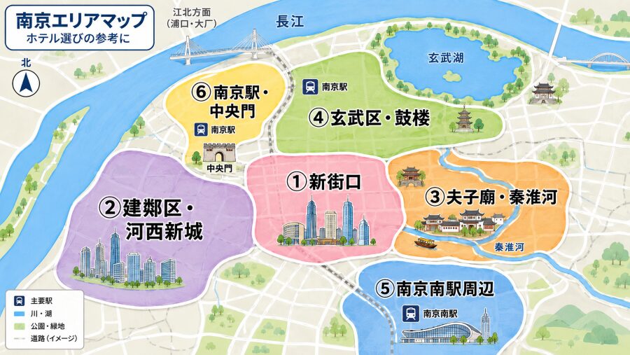 【ホテル選び】中国・南京の6つのエリアマップ