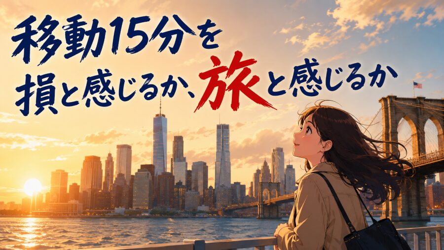 “移動15分”を損と感じるか、旅と感じるか