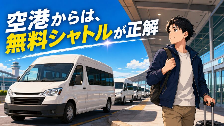 空港からは、無料シャトルが正解