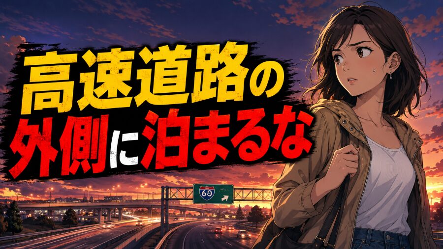 高速道路の外側に泊まるな