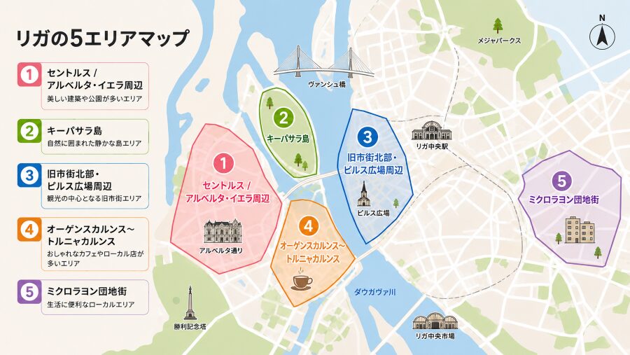 【ホテル選び】ラトビアのリガの5つのエリアマップ