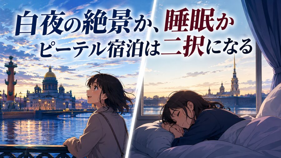 白夜の絶景か、睡眠か　ピーテル宿泊は二択になる