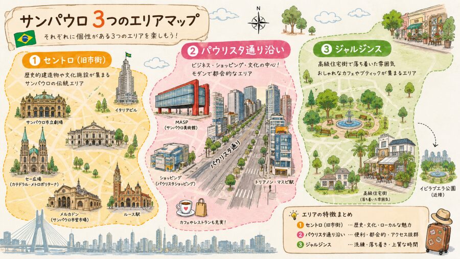 【ホテル選び】サンパウロ：3つのエリアマップ