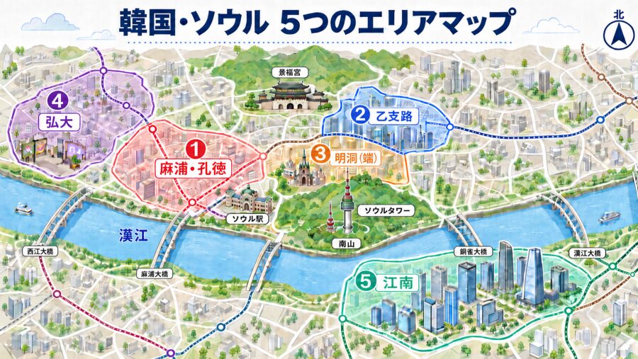 【ホテル選び】韓国・ソウルの5つのエリアマップ