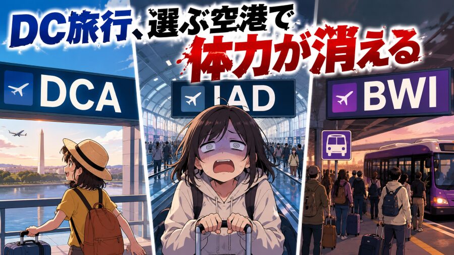 DCA・IAD・BWI　DC旅行、選ぶ空港で体力が消える