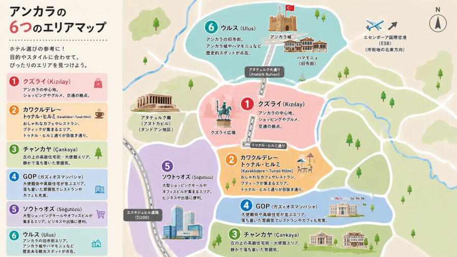 【ホテル選び】トルコのアンカラの6つのエリアマップ