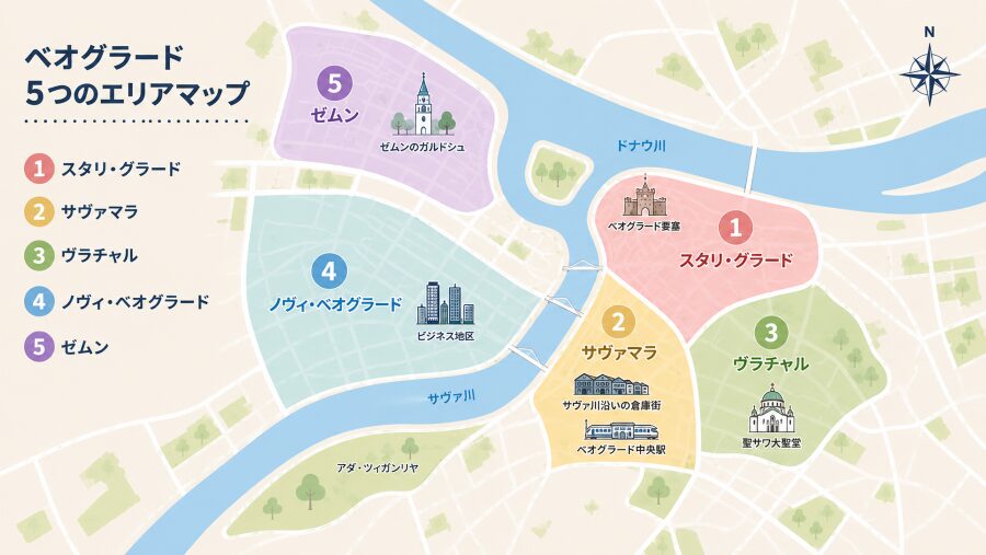 【ホテル選び】ベオグラードの5つのエリアマップ