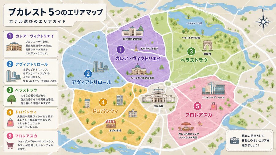 【ホテル選び】ブカレストの5つのエリアマップ