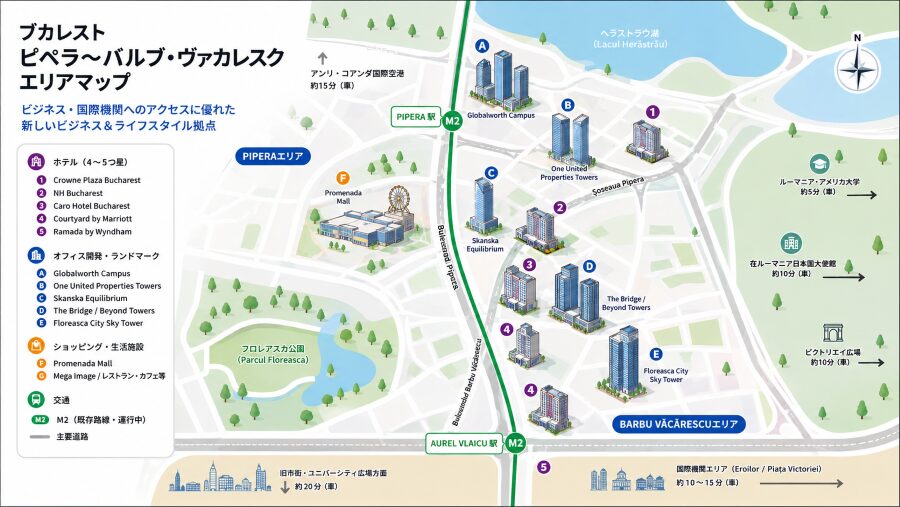 【ホテル選び】ブカレストのピペラ~バルブ・ヴァカレスクのエリアマップ