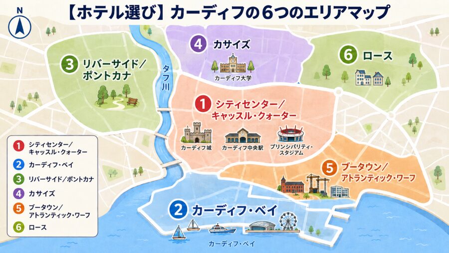 【ホテル選び】ウェールズの首都カーディフの6つのエリアマップ