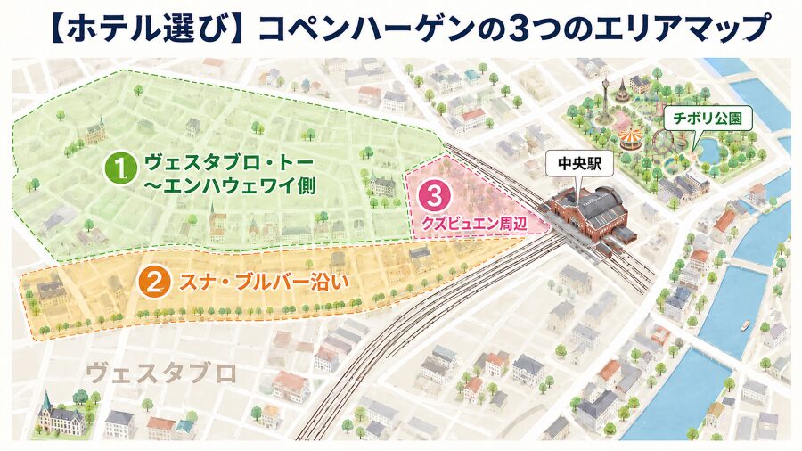 【ホテル選び】ヴェスタブロの3つのエリアマップ