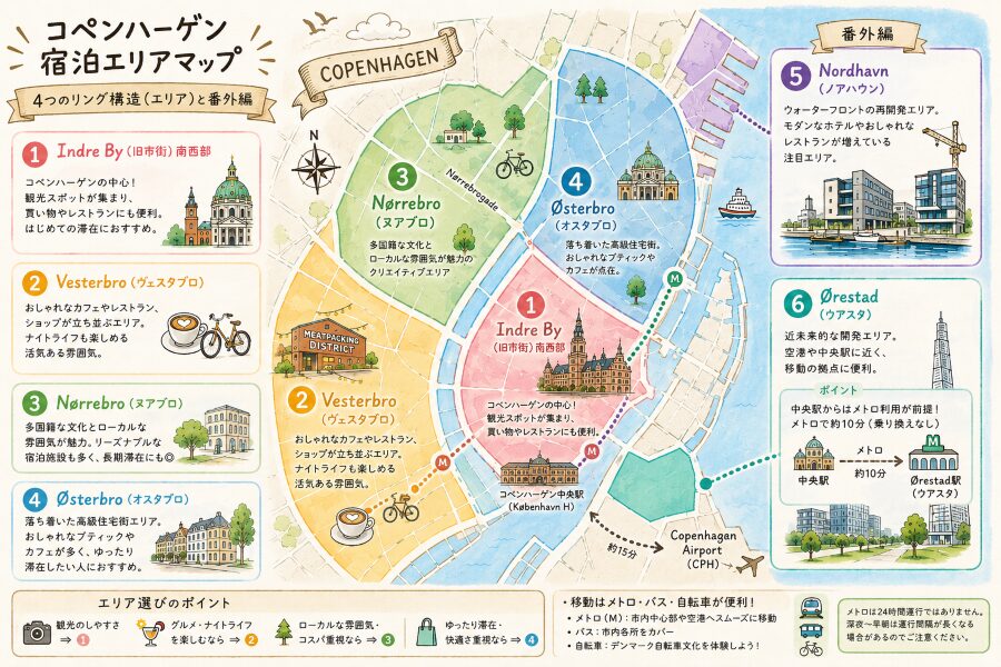 コペンハーゲンの主要宿泊エリア