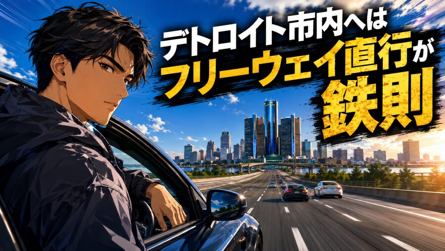 ノバイ感覚で走ると危ない。デトロイト市内へはフリーウェイ直行が鉄則
