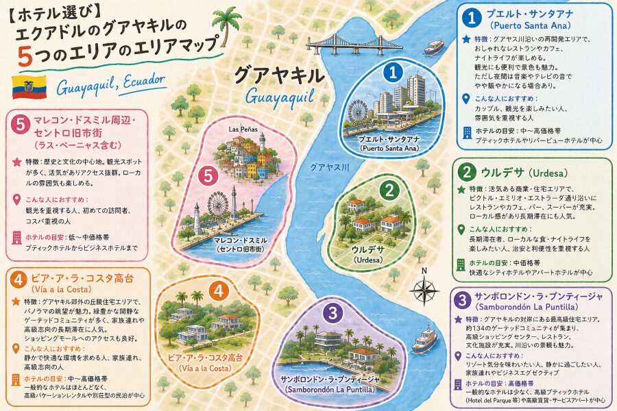 グアヤキルの宿泊エリア5選