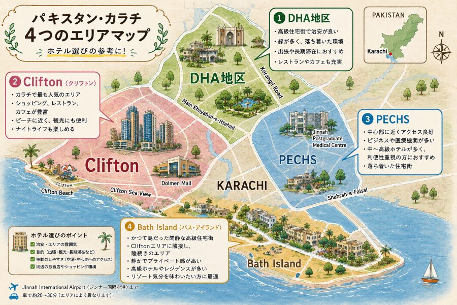 カラチのホテル選び4つのエリア