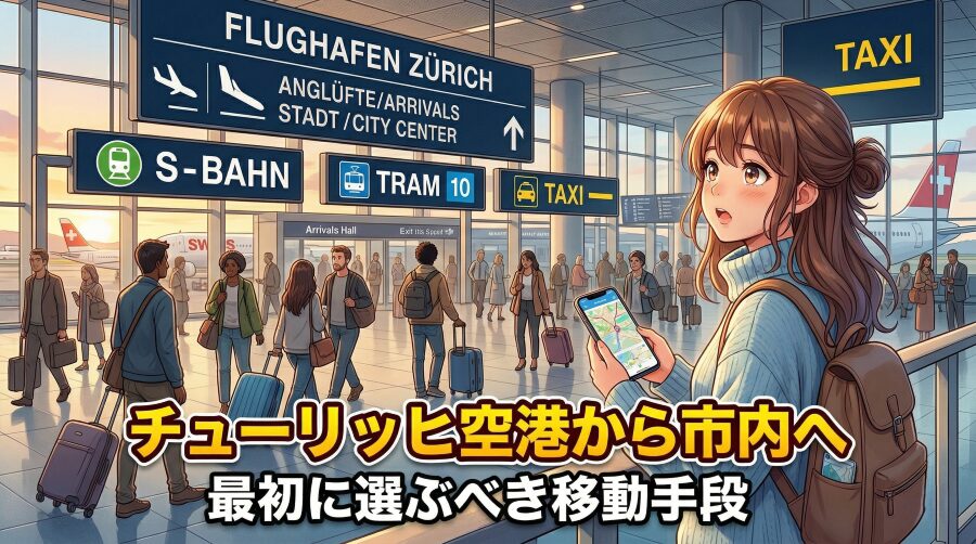 チューリッヒ空港から市内へ—最初に選ぶべき移動手段