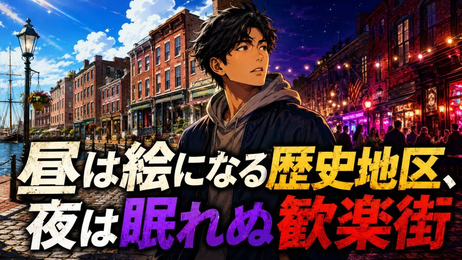 昼は絵になる歴史地区、夜は眠れぬ歓楽街