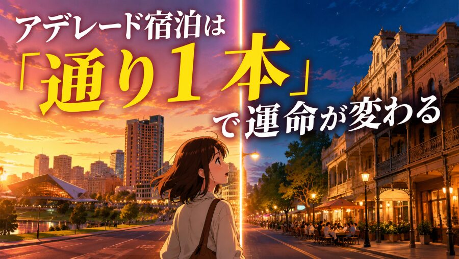 アデレード宿泊は「通り1本」で運命が変わる