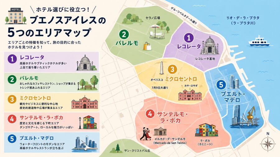 【ホテル選び】ブエノスアイレスの5つのエリアマップ
