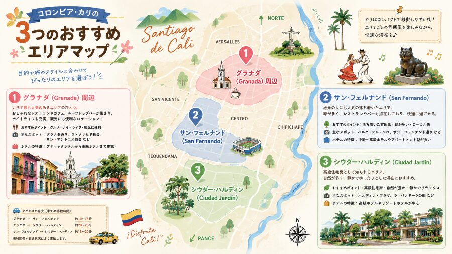 コロンビア・カリの3つのおすすめエリアマップ