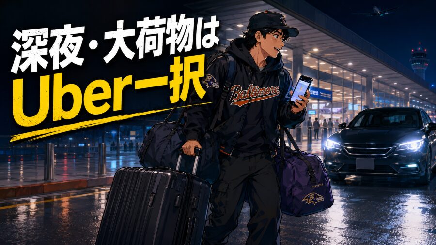 深夜・大荷物はUber一択。ドアツードアで夜のボルチモアを切り抜ける