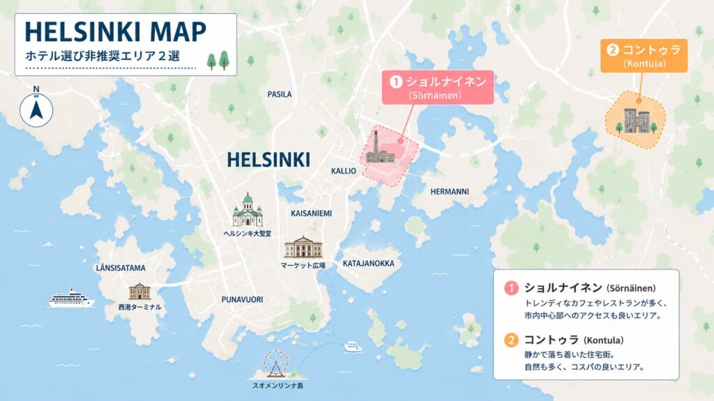 【ホテル選び】フィンランドのヘルシンキの2つの非推奨エリアマップ