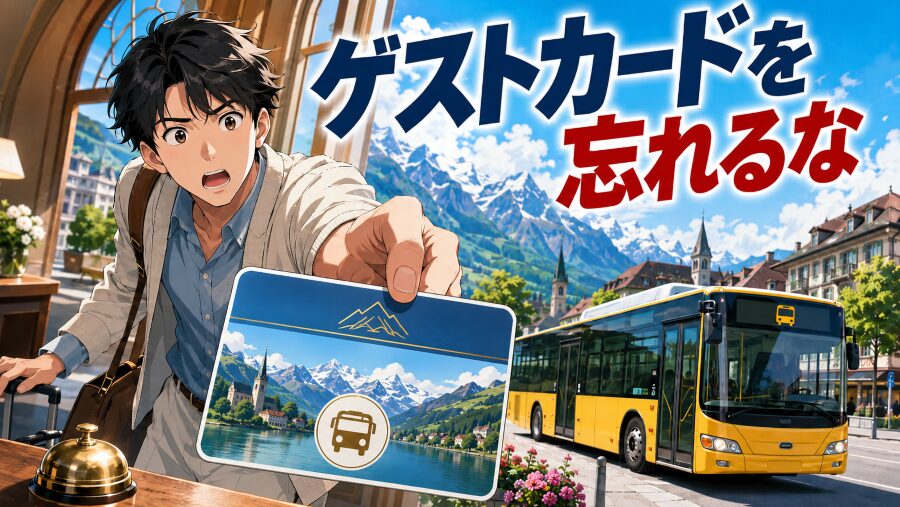 インターラーケン市内のローカルバスが無料になるゲストカードを忘れるな