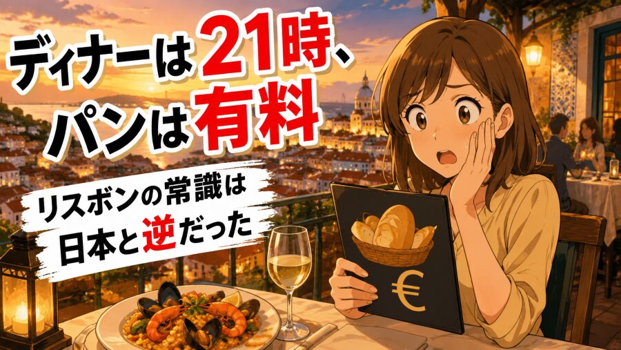 ディナーは21時、パンは有料　リスボンの常識は日本と逆だった