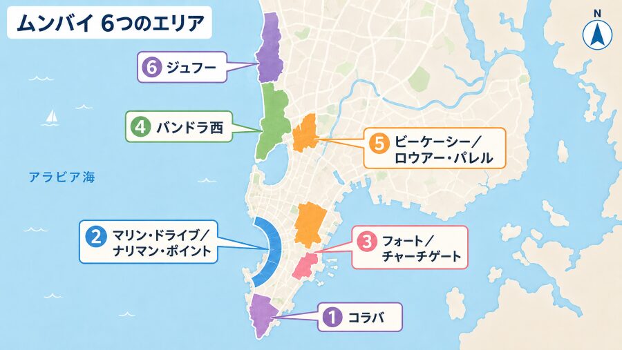【ホテル選び】インドのムンバイの6つのエリアマップ