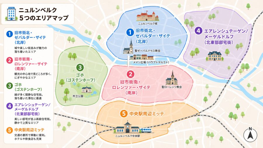 【ホテル選び】ニュルンベルク（ドイツ）の5つのエリアマップ