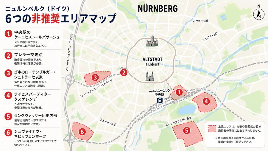 【ホテル選び】ニュルンベルク（ドイツ）の6つの非推奨エリアマップ