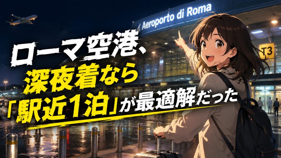 ローマ空港、深夜着なら「駅近1泊」が最適解だった