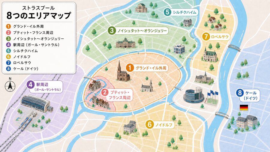 【ホテル選び】フランスのストラスブールの8つのエリアマップ
