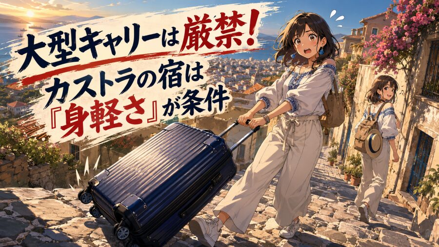 大型キャリーは厳禁！カストラの宿は「身軽さ」が条件