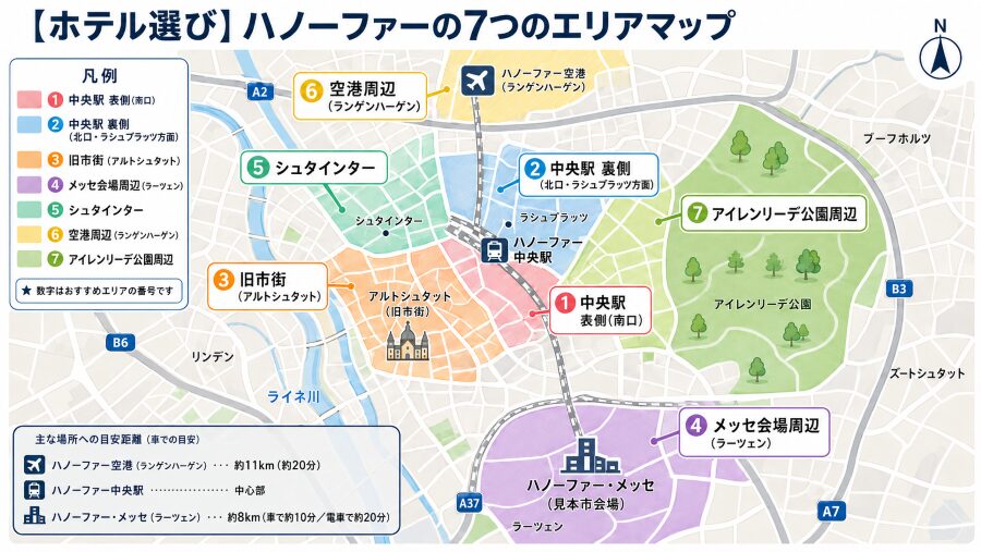 【ホテル選び】ドイツのハノーファーの7つのエリアマップ
